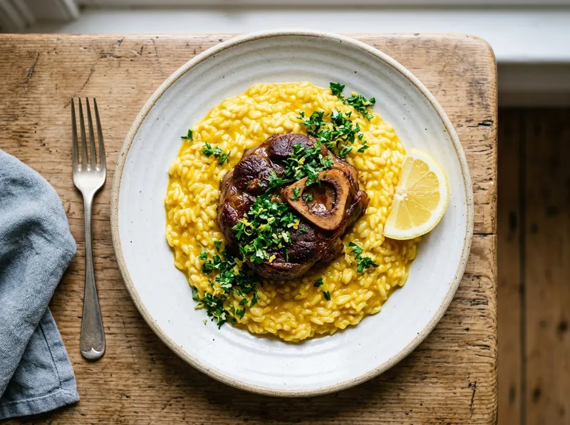 Cremige Ossobuco-Risotto mit Safran und Gremolata
