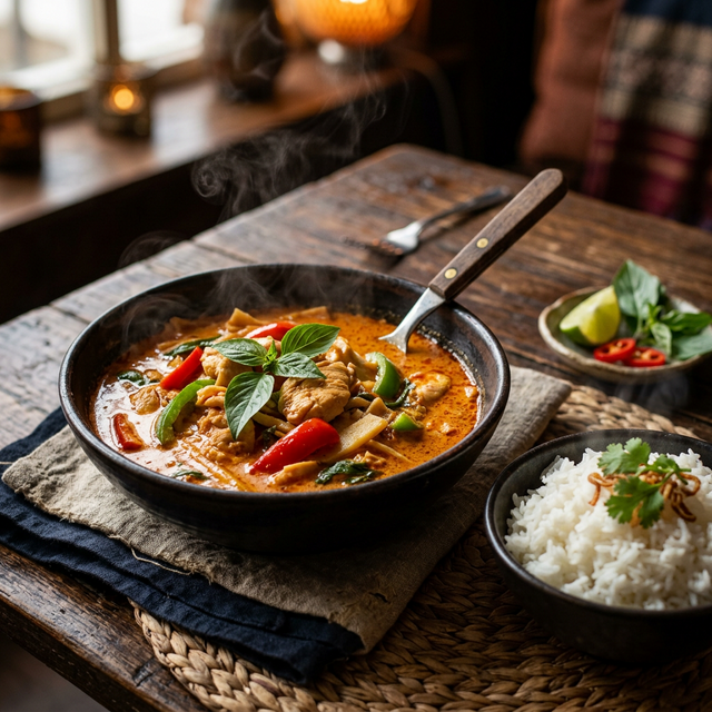 Thai Red Curry mit Hähnchen und Kokosmilch