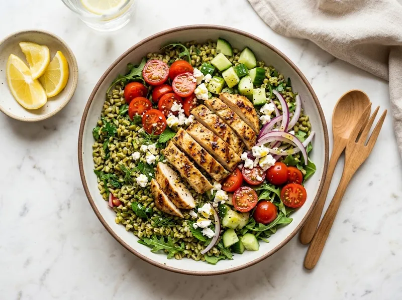 Frischer Freekeh-Salat mit Zitronenhuhn und Kräutern