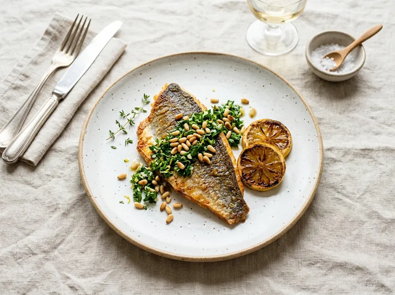 Gebratene Dorade mit Pinienkern-Zitronen-Gremolata