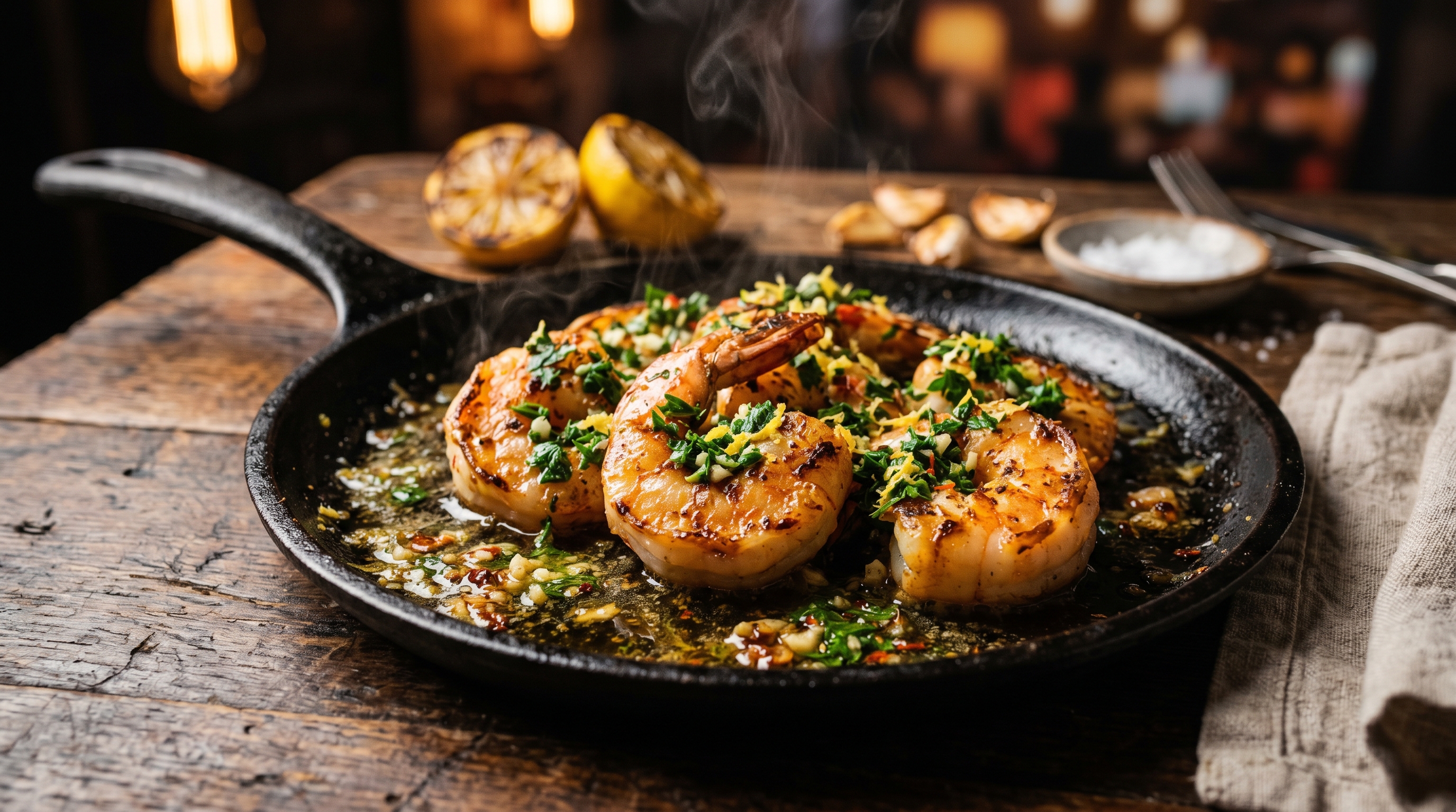 Gebratene Garnelen mit Knoblauch-Petersilien-Gremolata