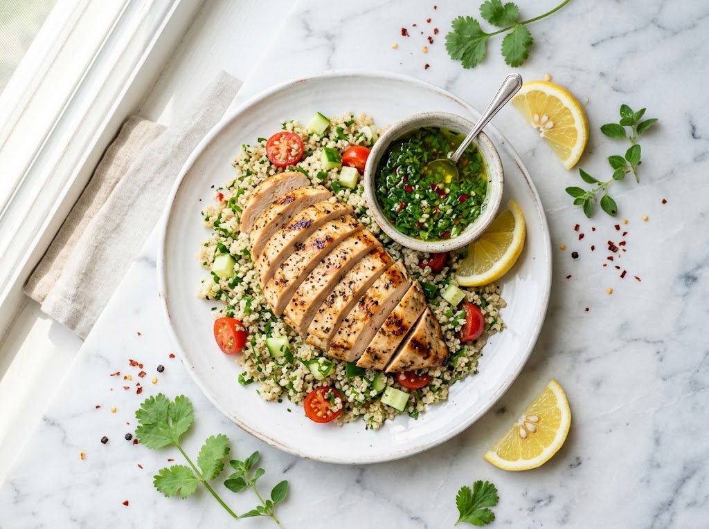 Gegrillte Hähnchenbrust mit Chimichurri und Quinoa