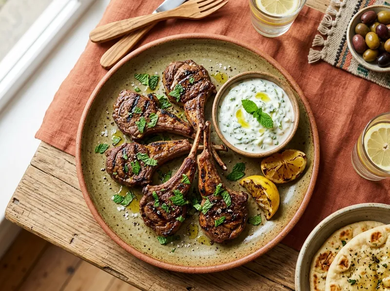 Gegrillte Lamm-Koteletts mit Ras el Hanout und Minz-Joghurt