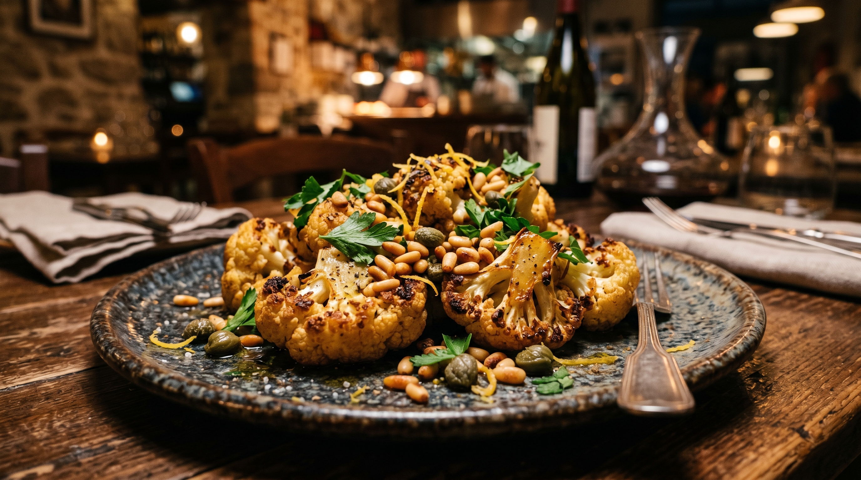 Gerösteter Blumenkohl mit Zitrone, Kapern und frischen Kräutern