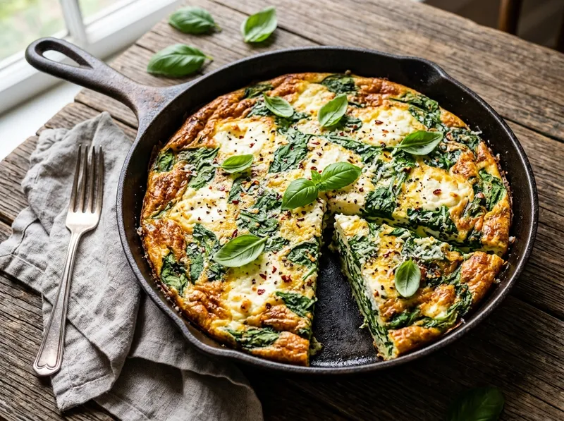 Italienische Frittata mit Spinat und Ricotta