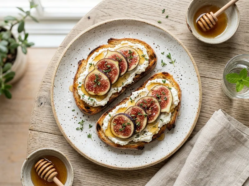 Italienische Frühstücks-Bruschetta mit Ricotta und Honig-Feigen