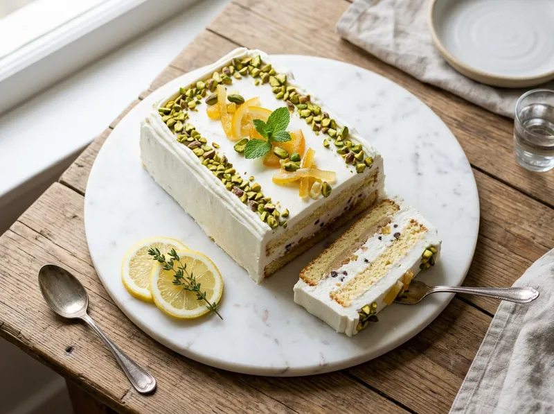 Italienische Ricotta-Zitronen-Cassata mit Pistazien