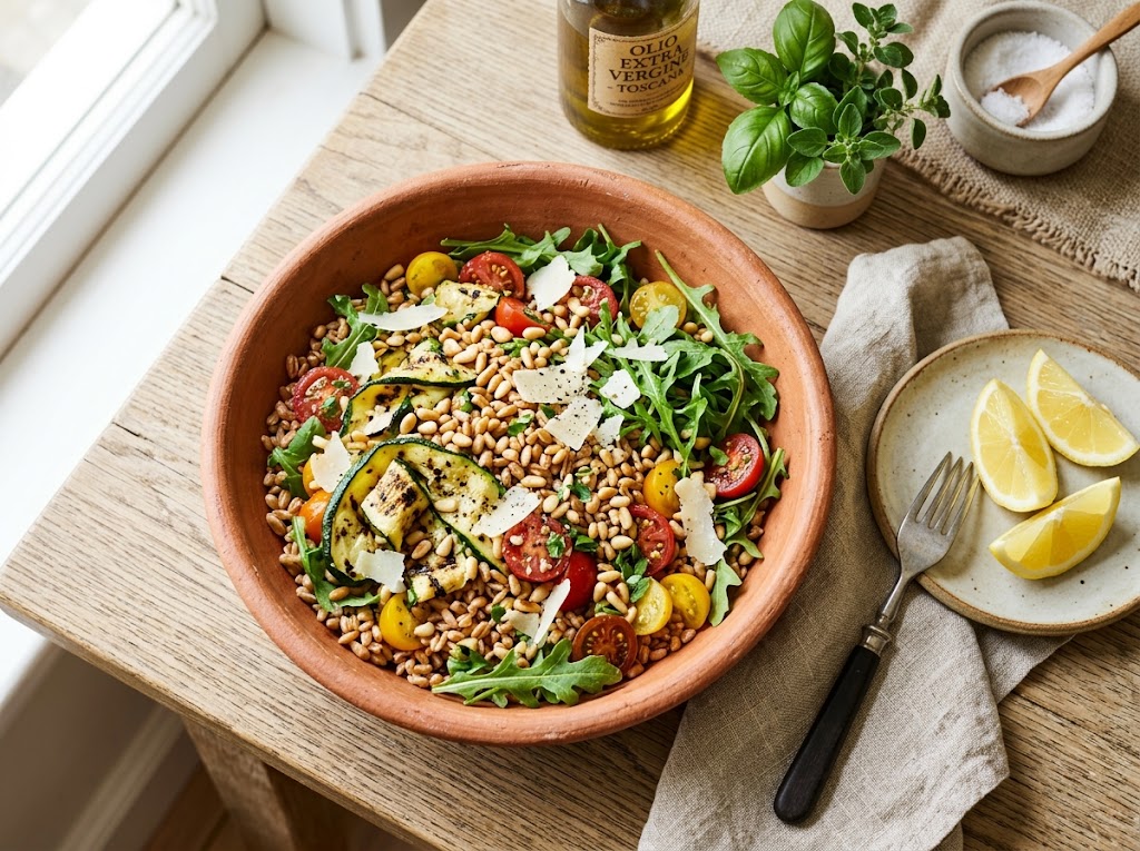 Italienischer Farro-Salat mit gegrillter Zucchini und Zitronendressing