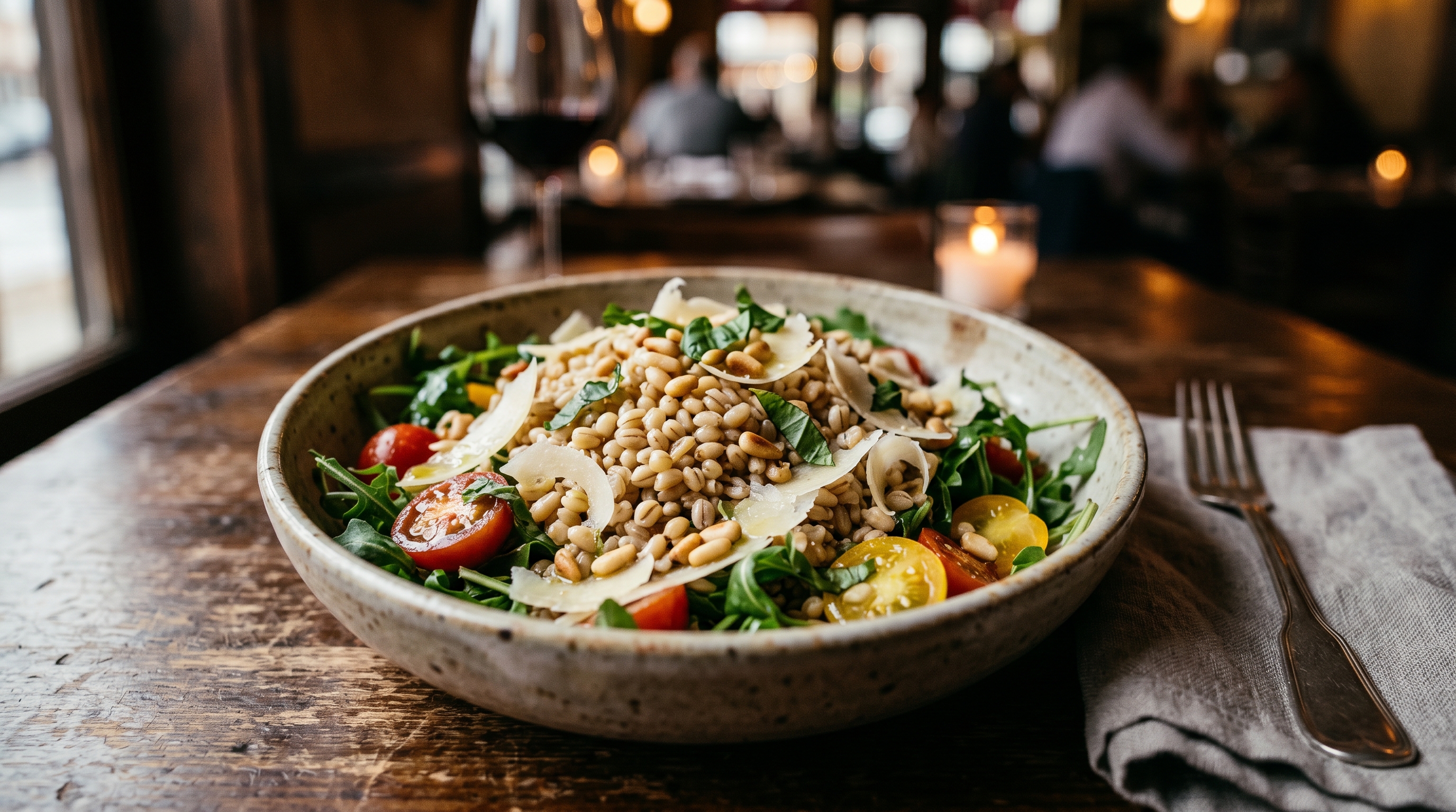 Italienischer Perlgraupen-Salat mit Rucola und Parmigiano