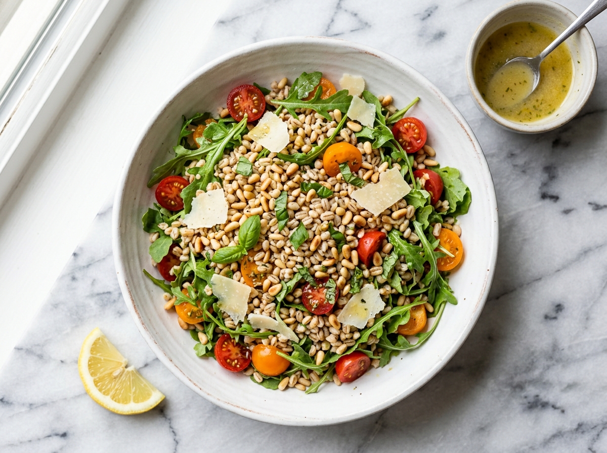 Italienischer Perlgraupen-Salat mit Rucola und Parmigiano