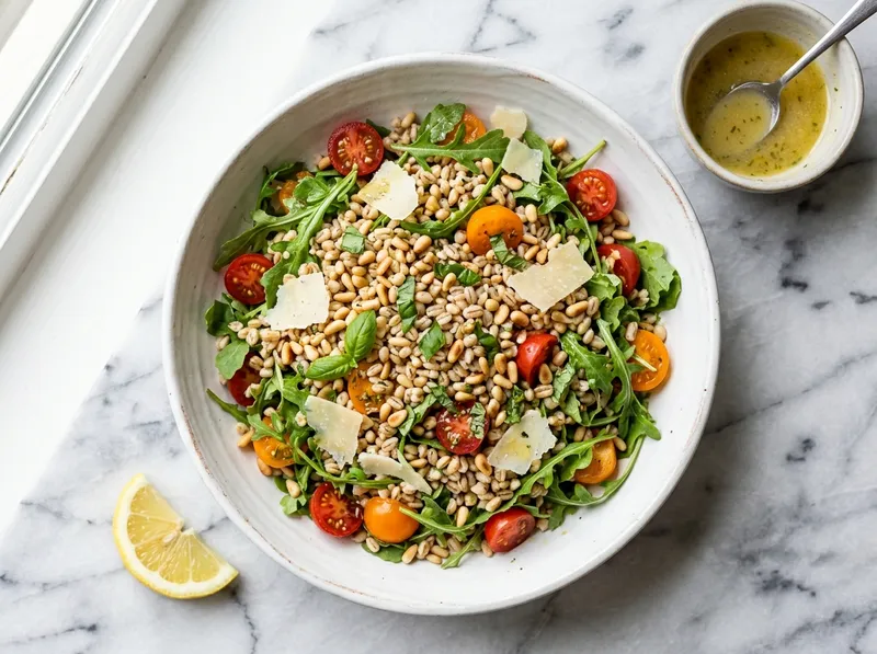 Italienischer Perlgraupen-Salat mit Rucola und Parmigiano