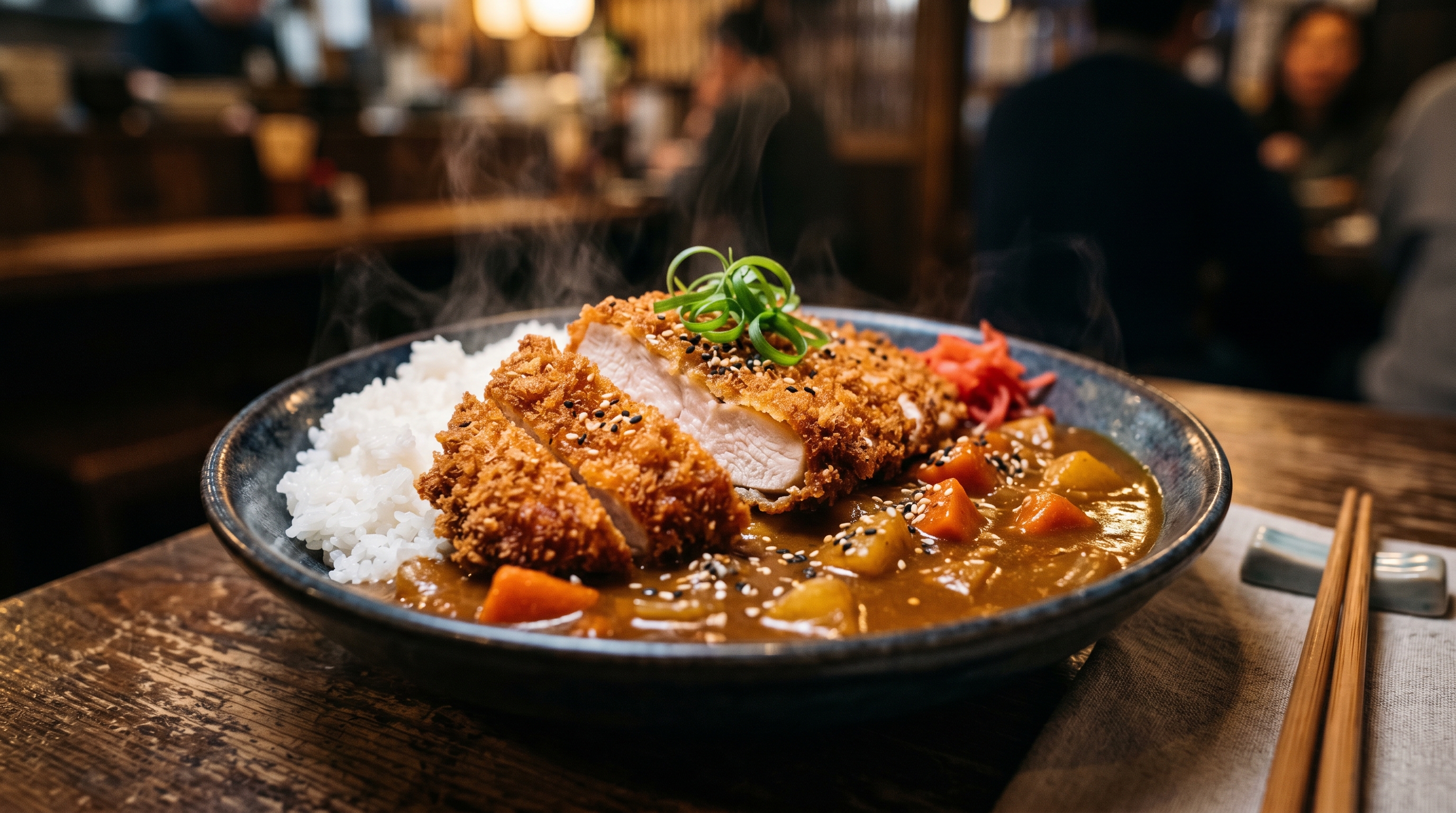 Japanischer Katsu-Curry mit knusprigem Hähnchen