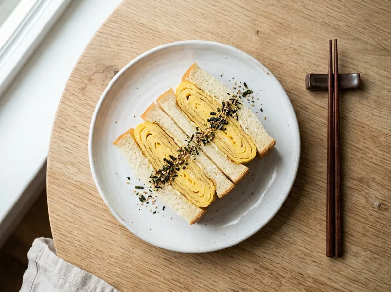 Japanisches Tamagoyaki-Frühstücks-Sandwich