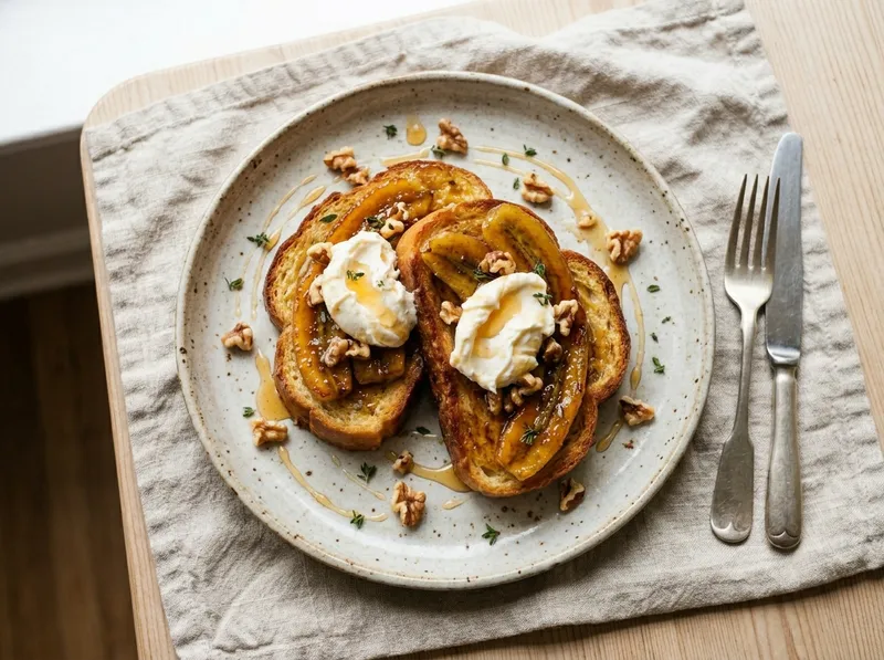 Karamellisierte Bananen-Brioche-Toasts mit Zimt-Mascarpone