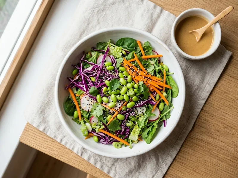 Knackiger Miso-Ingwer-Salat mit Edamame und Karotten