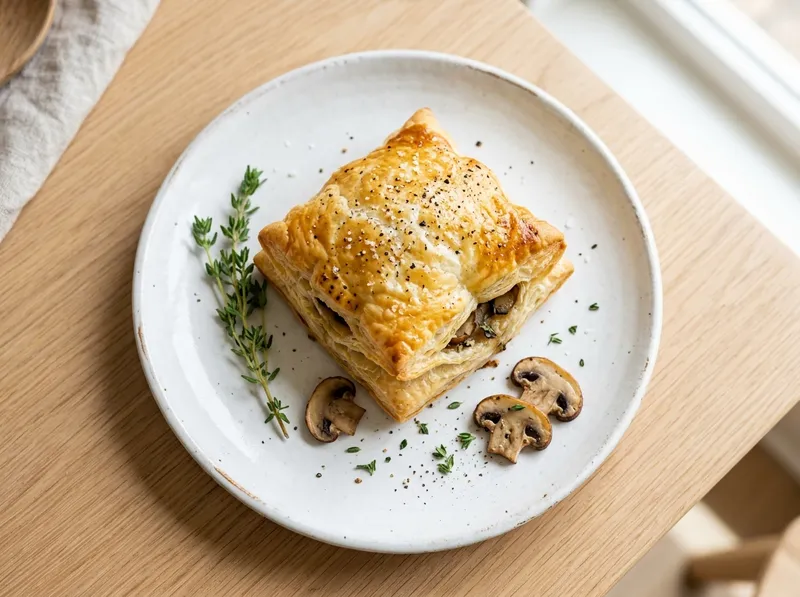 Knusprige Blätterteig-Pilz-Taschen mit Thymian-Ricotta