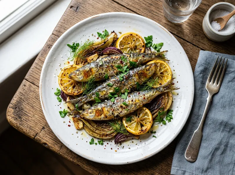 Knusprige Sardinen mit Zitronen-Fenchel und Olivenöl