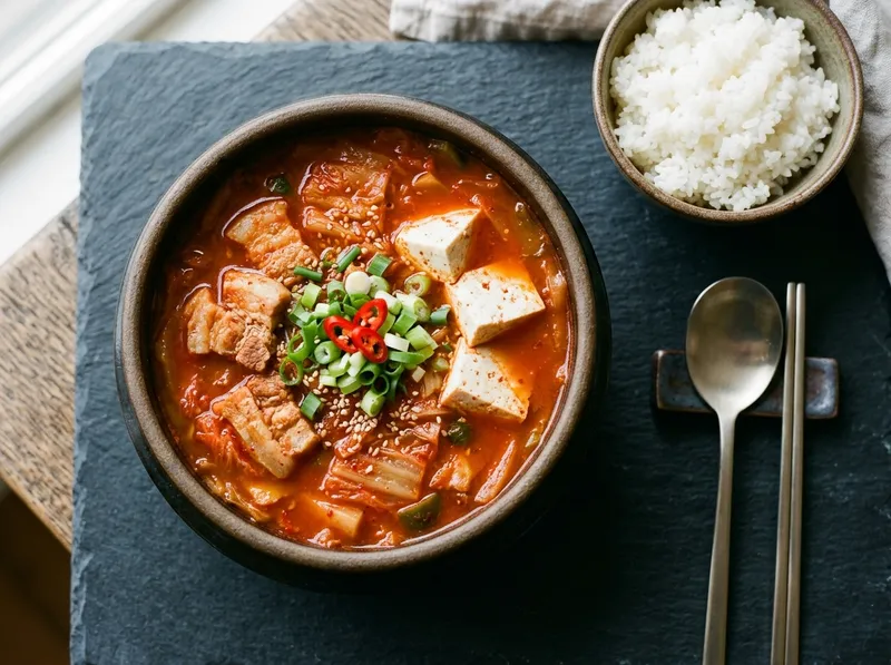 Koreanische Kimchi-Schweinebauch-Eintopf (Kimchi-Jjigae)