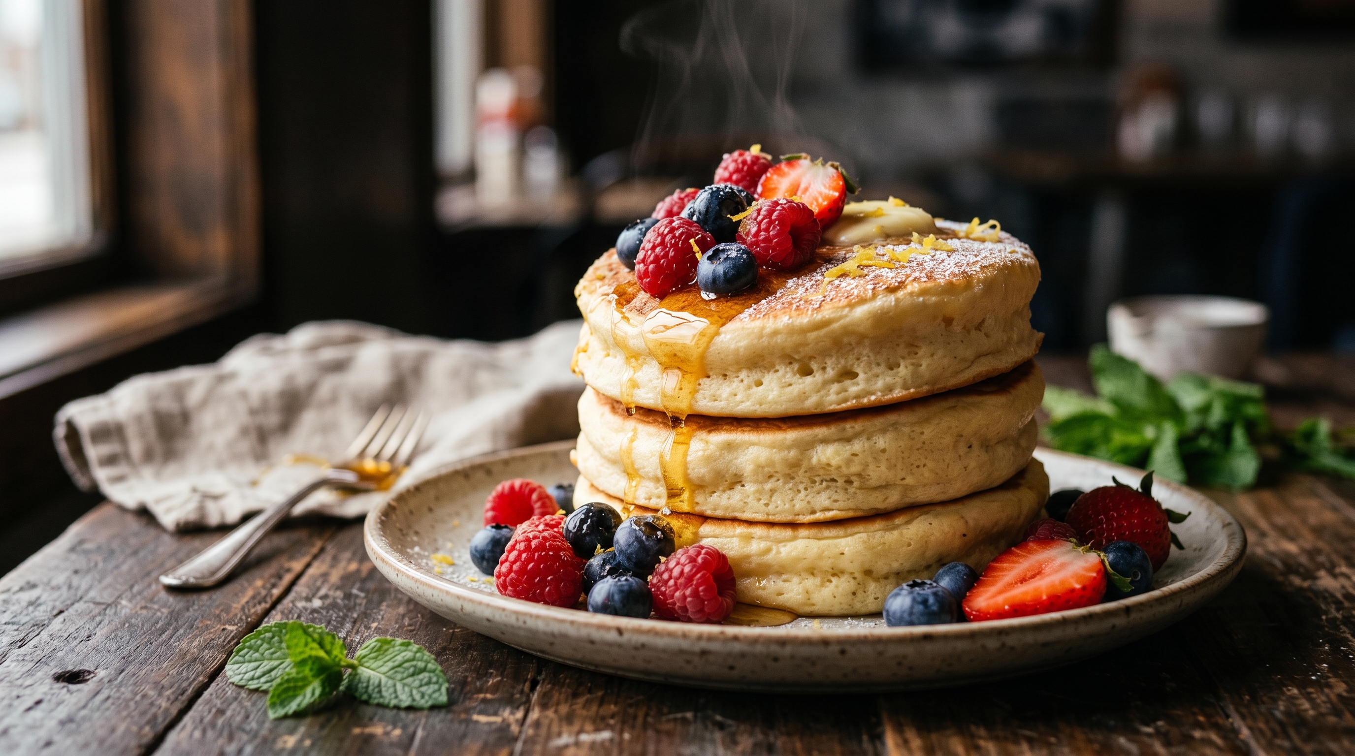 Luftige Zitronen-Joghurt-Wölkchen mit frischen Beeren