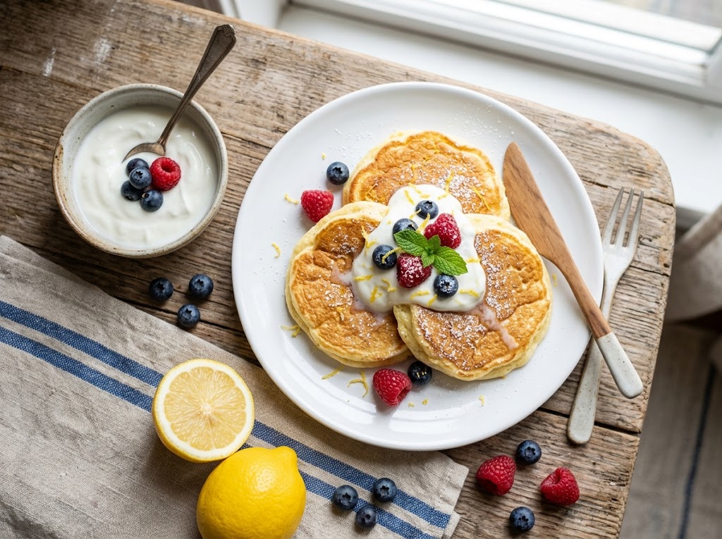 Luftige Zitronen-Joghurt-Wölkchen mit frischen Beeren