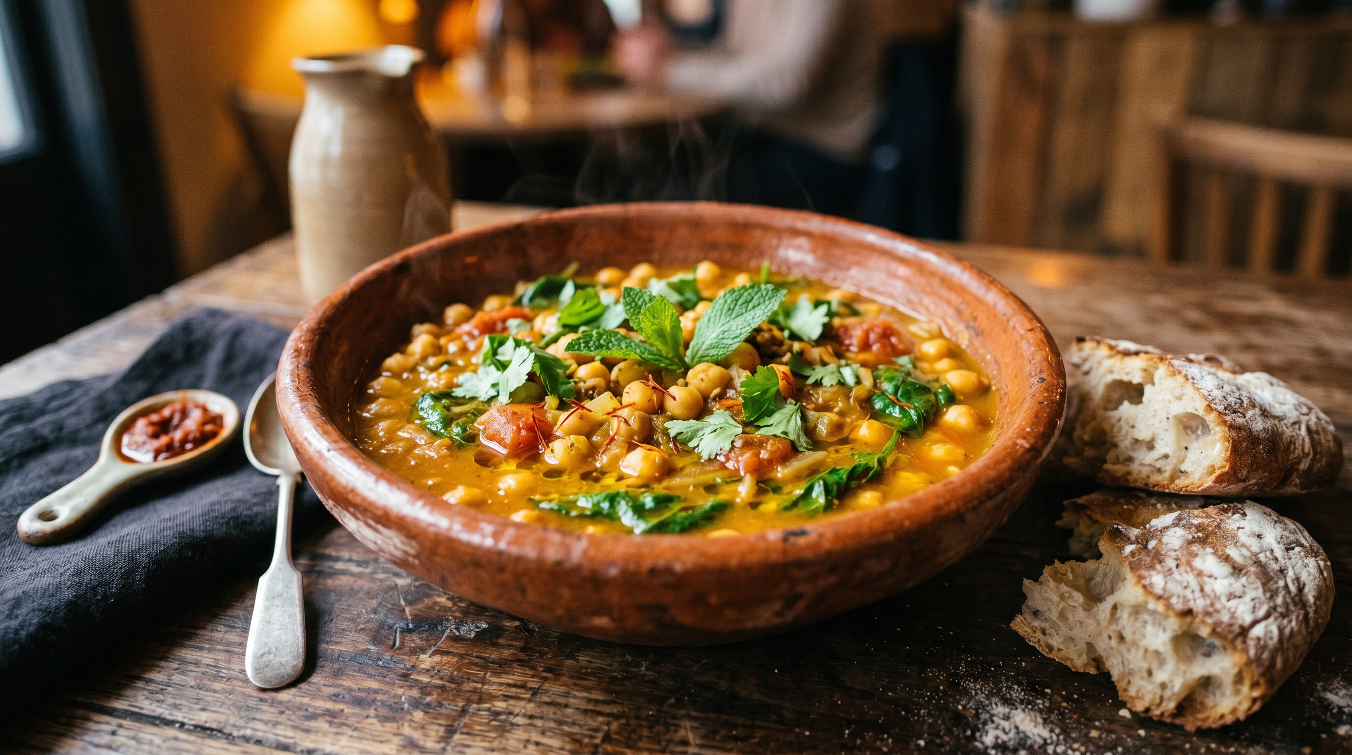 Marokkanischer Kichererbsen-Eintopf mit Safran und frischer Minze