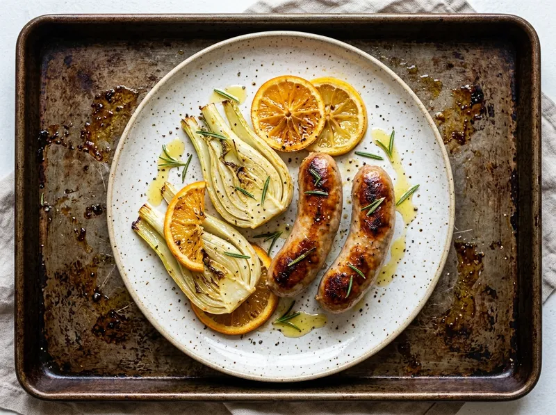 Ofenblech mit Salsiccia, Fenchel und Zitronen-Orangen-Marinade