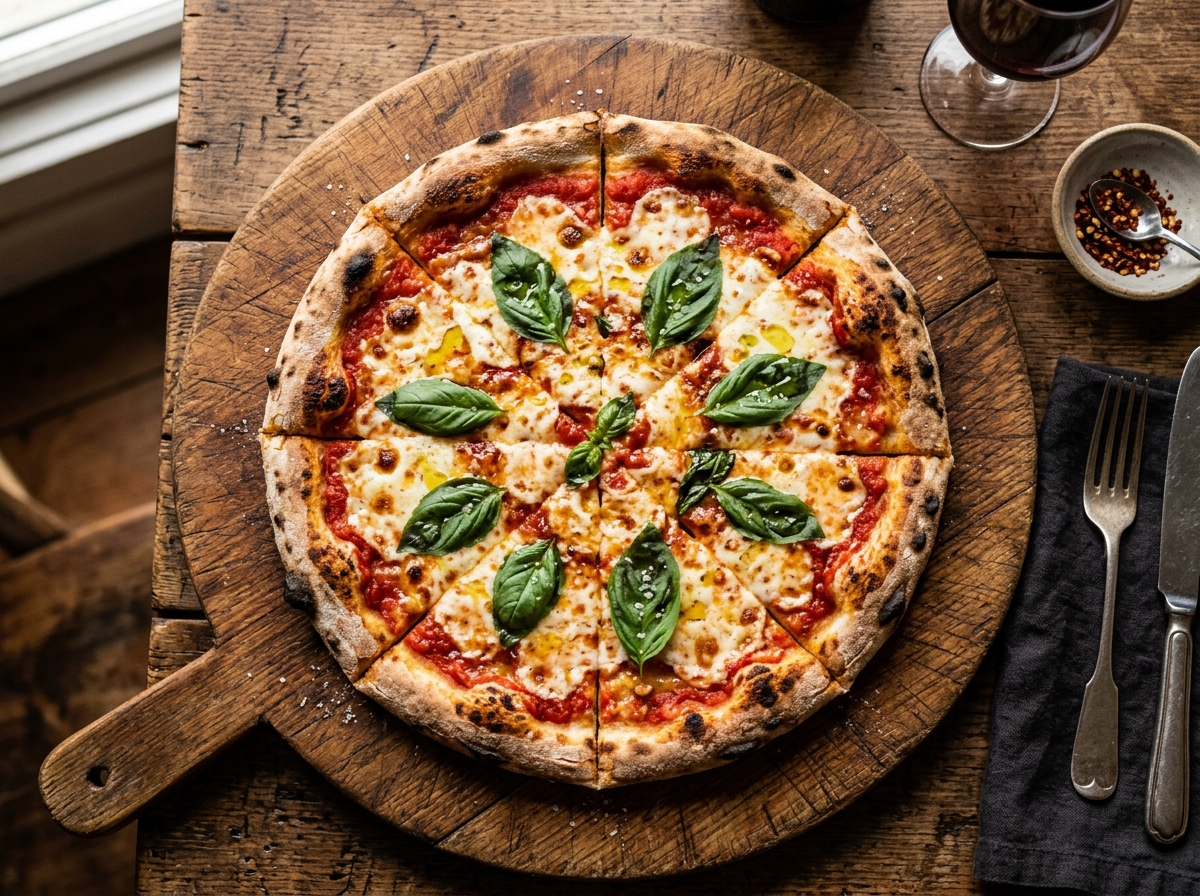 Margherita Pizza vom Steinofen