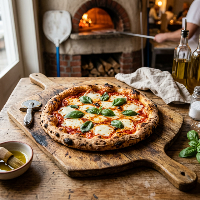 Margherita Pizza vom Steinofen