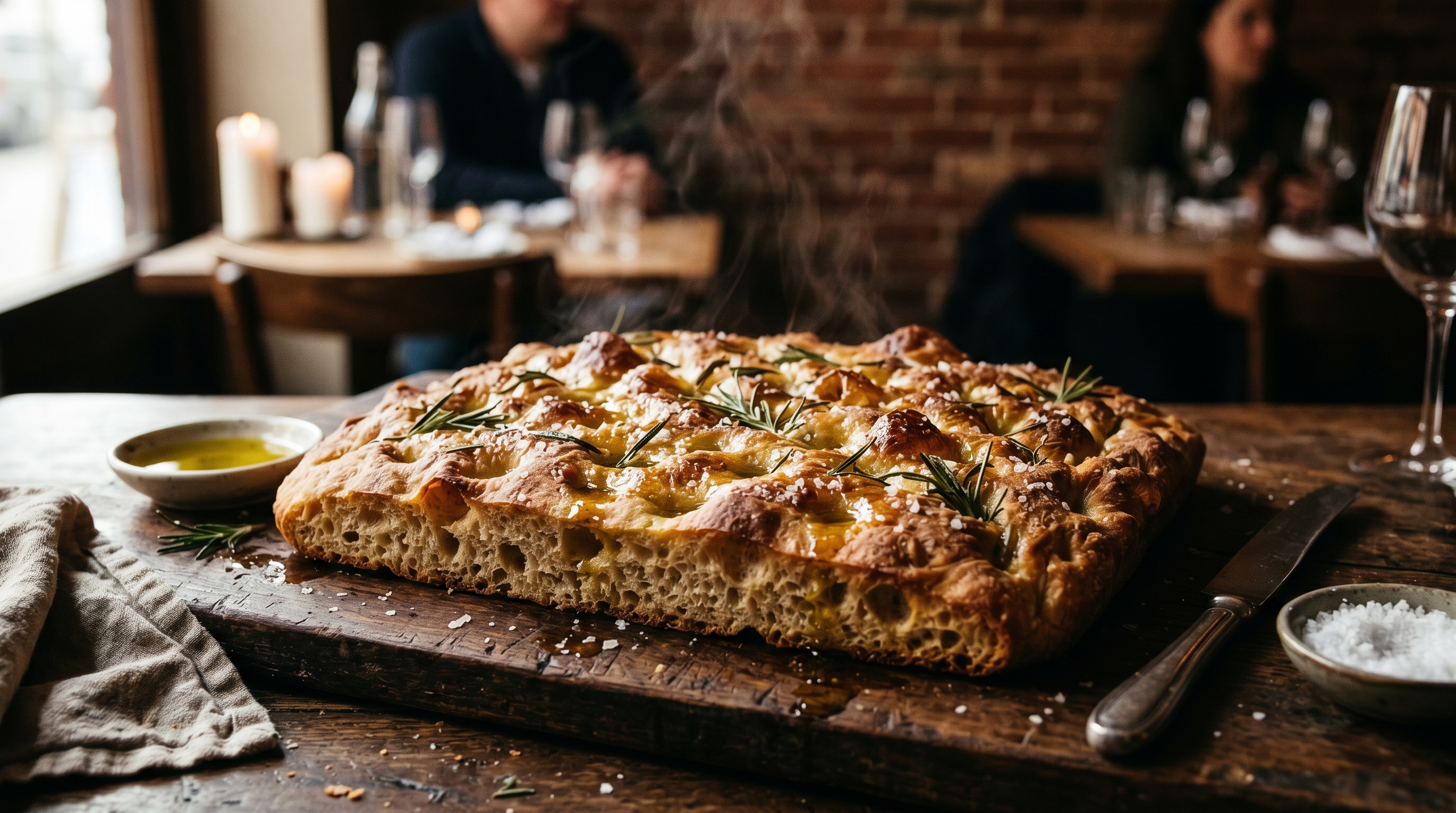 Rustikale Ciabatta-Focaccia mit Rosmarin und Meersalz