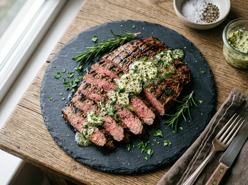 Saftige Rinderbrust vom Grill mit Knoblauch-Kräuter-Butter