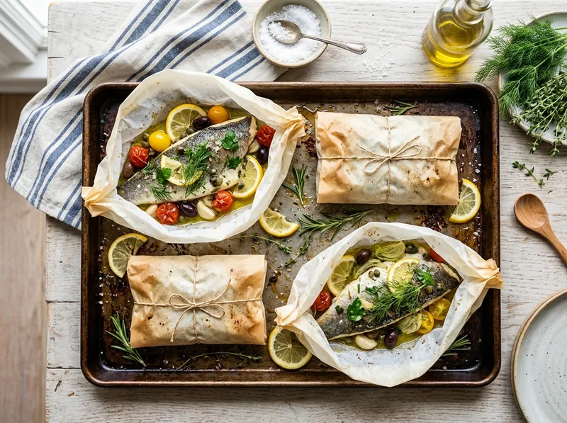 Saftige Wolfsbarsch-Päckchen mit Zitrone und mediterranen Kräutern