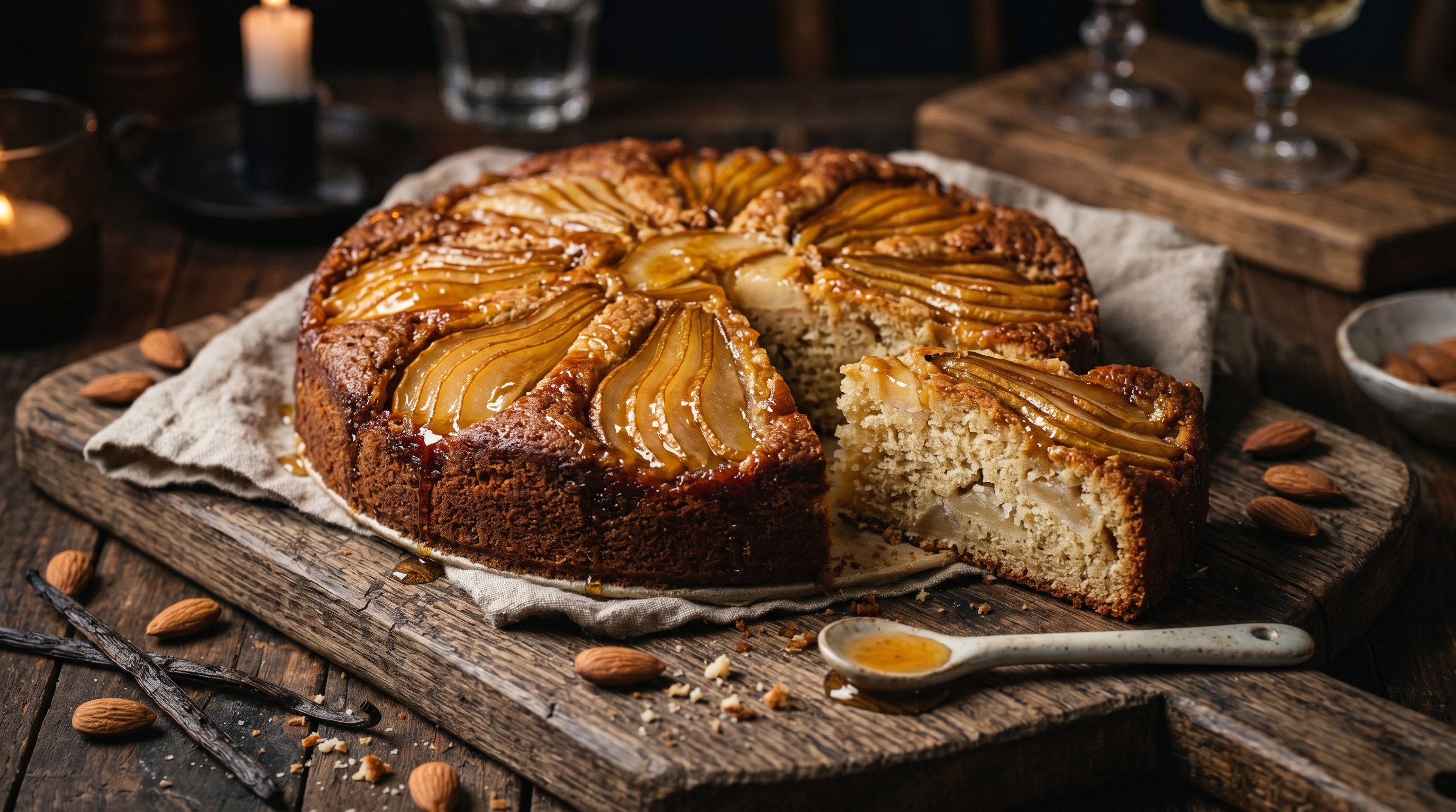 Saftiger Birnen-Mandel-Kuchen mit Vanille