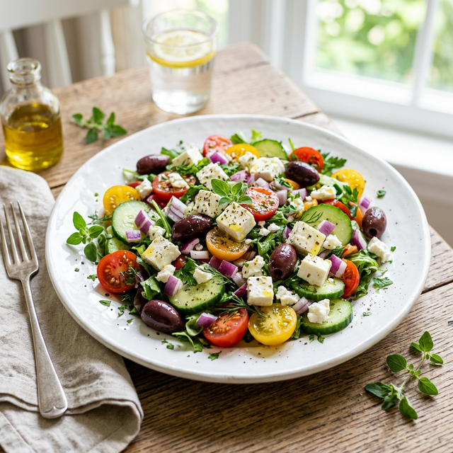 Mediterraner Salat mit Feta und Oliven