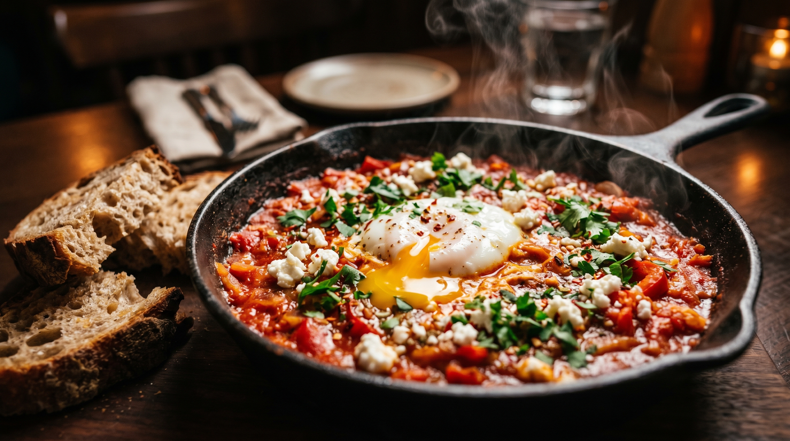 Shakshuka mit Feta und frischen Kräutern