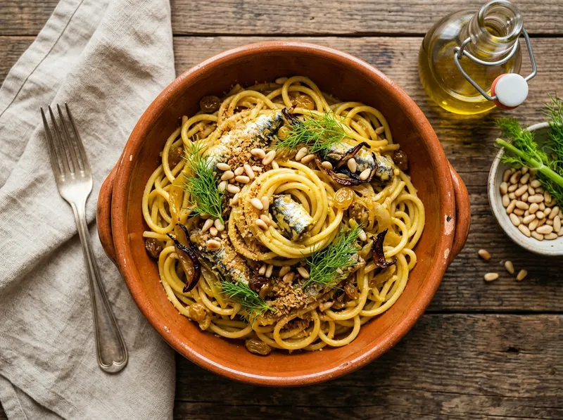 Sizilianische Sardinen-Pasta mit Fenchel und Rosinen