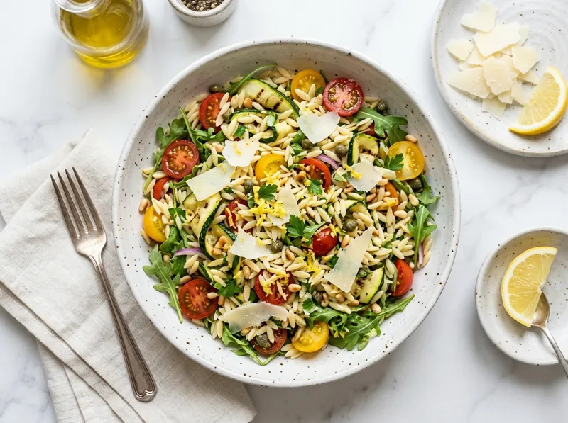 Sizilianischer Orzo-Bowl mit Kapern und frischer Zitrone