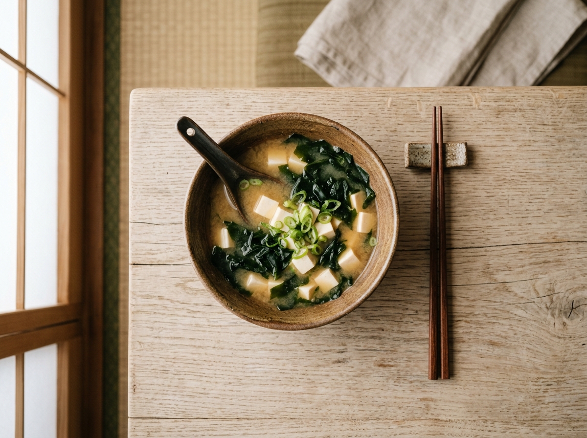 Japanische Miso Suppe mit Tofu