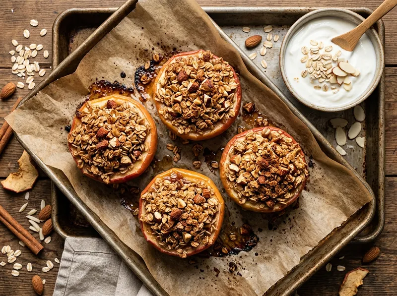 Süße Ofenblech-Bratäpfel mit Haferflocken-Nuss-Crumble