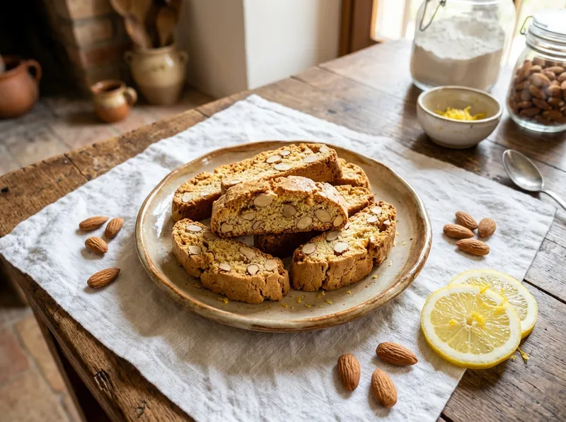 Toskanische Cantucci mit Mandeln und Zitrone