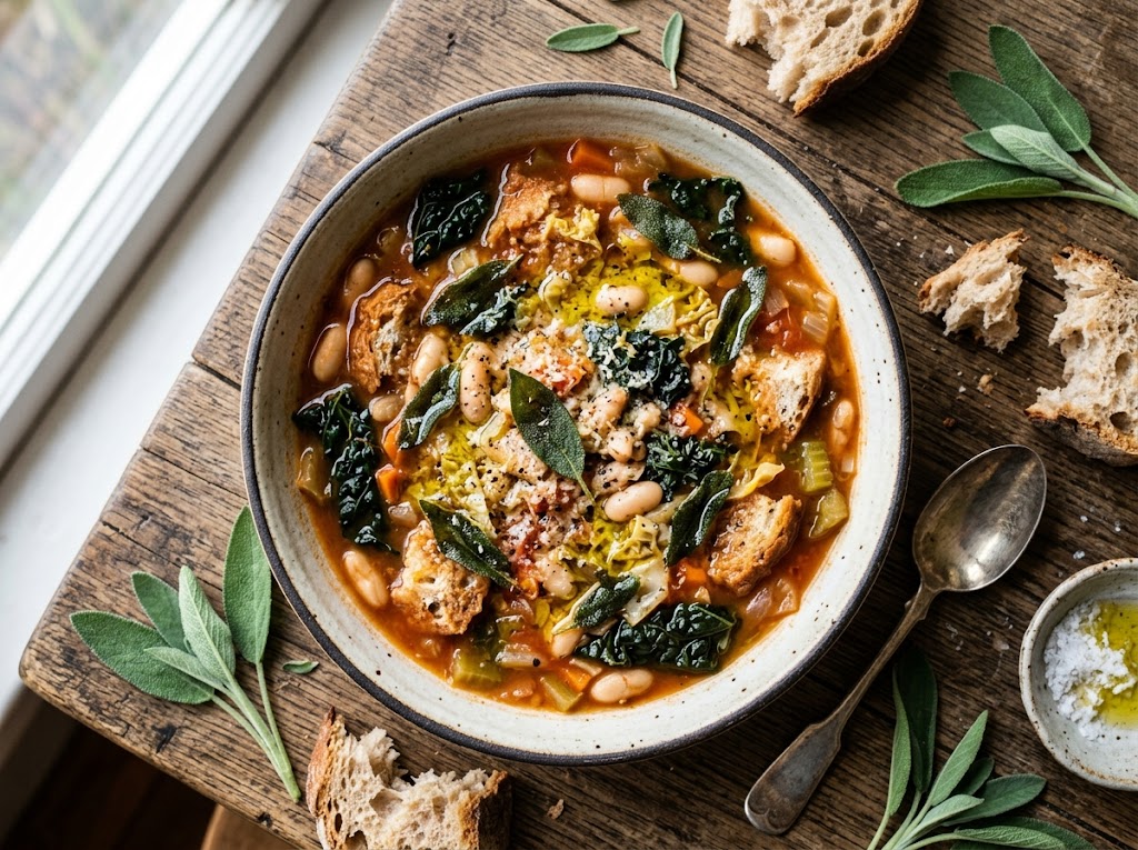 Toskanische Ribollita mit knusprigem Salbei-Ciabatta