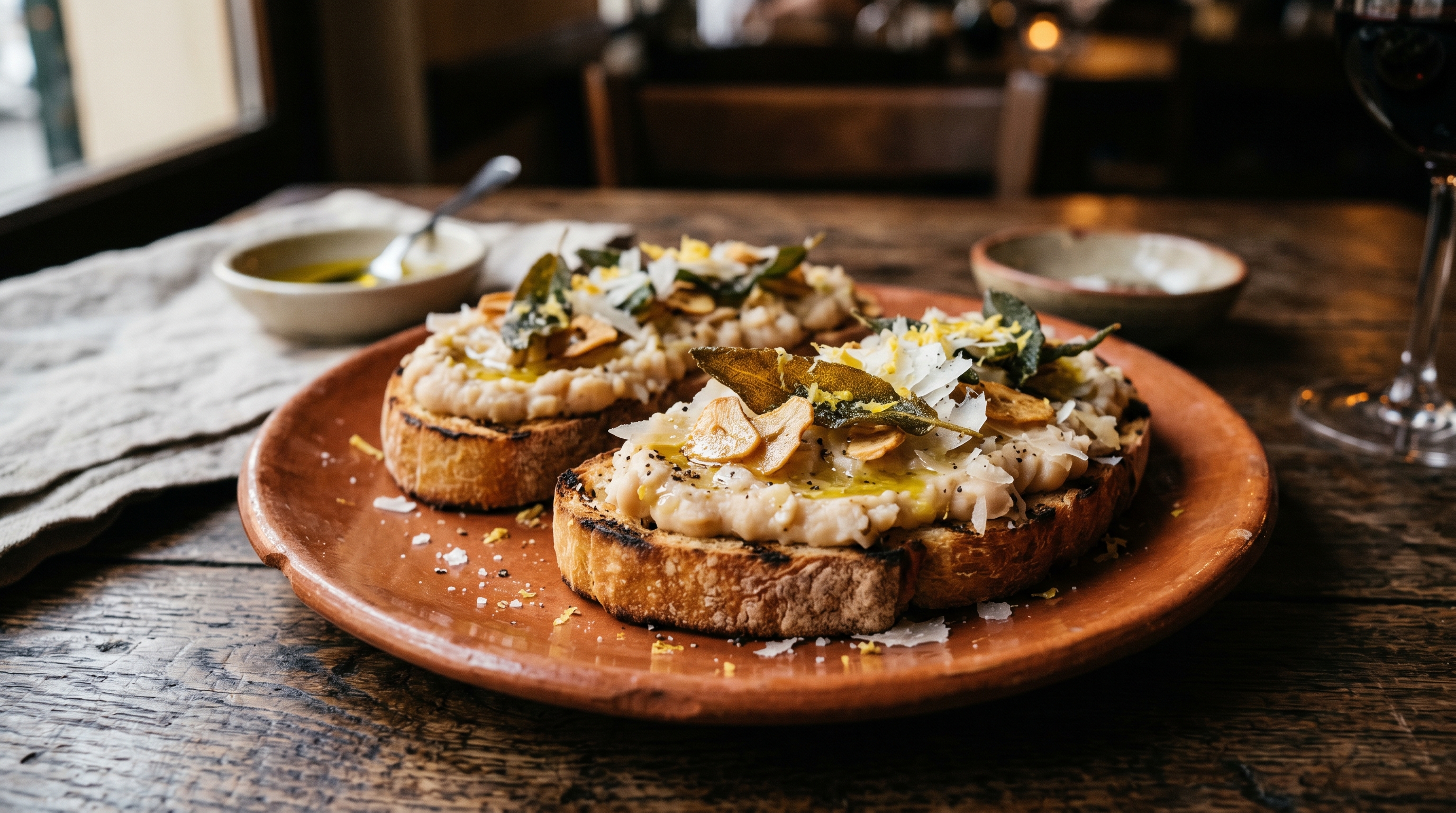 Toskanische Weiße-Bohnen-Bruschetta mit Salbei