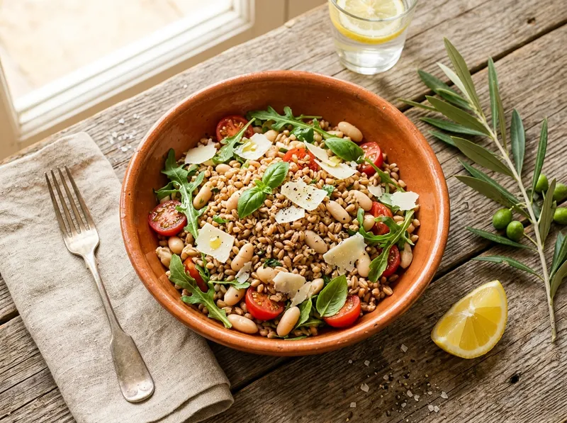 Toskanischer Dinkel-Bowl mit Weißen Bohnen und Zitronenvinaigrette