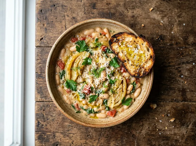 Toskanischer Weißbohnen-Fenchel-Eintopf mit knusprigem Ciabatta