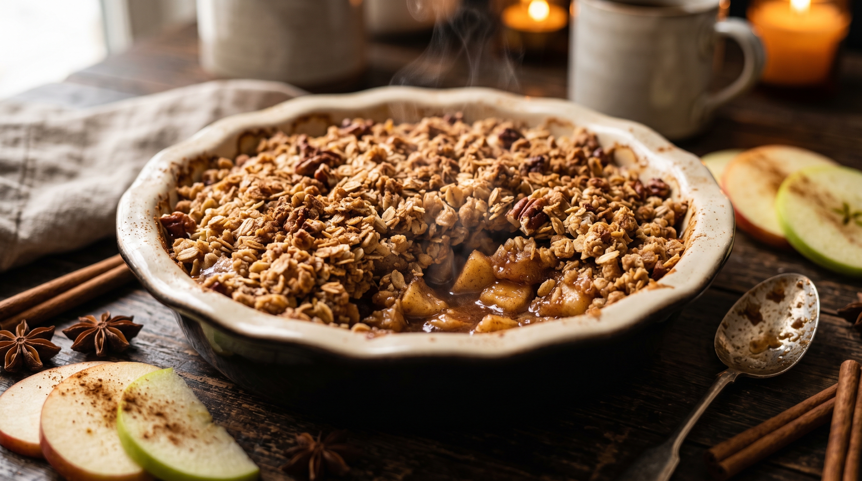 Warmer Apfel-Zimt-Crumble mit Haferflocken