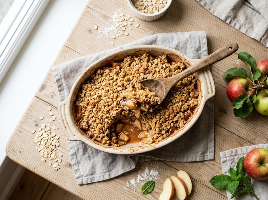 Warmer Apfel-Zimt-Crumble mit Haferflocken