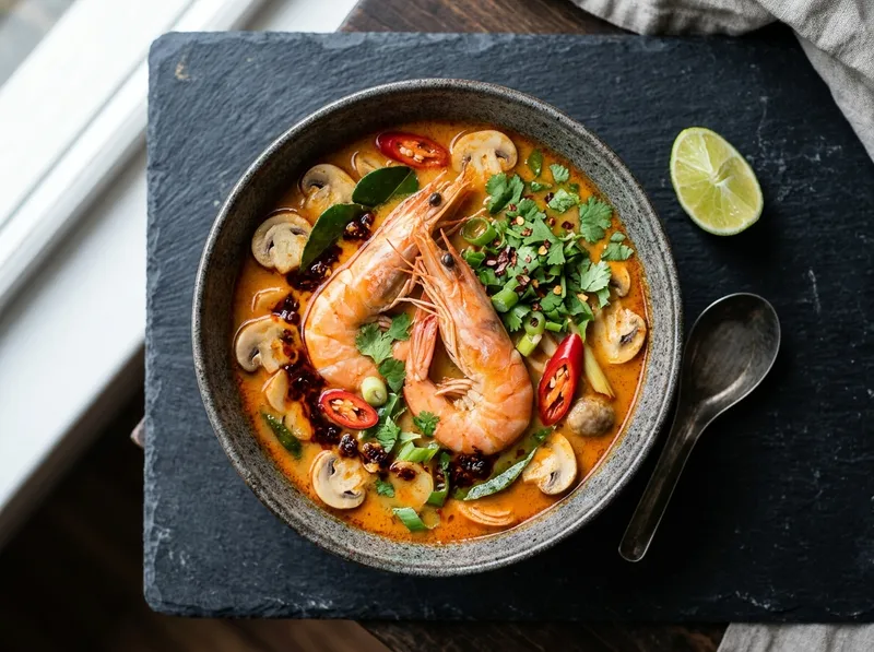 Würzige Thai-Kokos-Garnelen-Suppe Tom Yum Goong