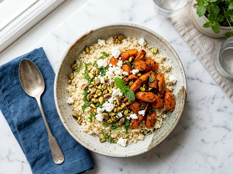 Würziger Couscous mit Zimt-Möhren und Pistazien