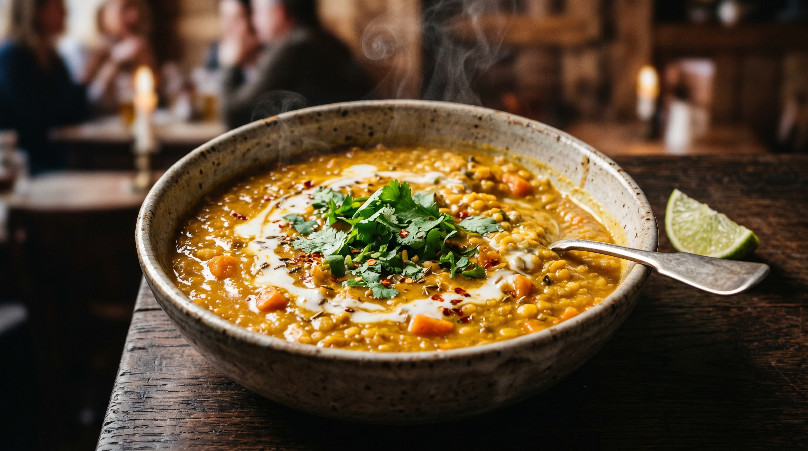 Würziger Linsen-Kokos-Eintopf mit Kurkuma und frischem Koriander